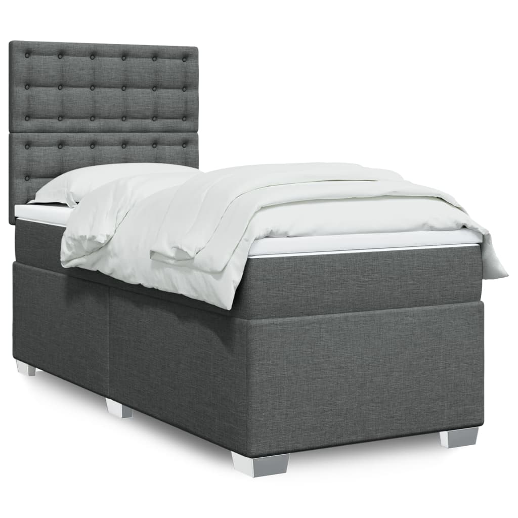 Boxspring met matras stof donkergrijs 100x200 cm is nu te koop bij PeponiXL, paradijselijk wonen!