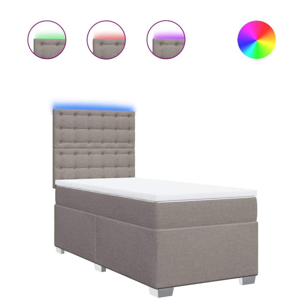 Boxspring met matras stof taupe 100x200 cm is nu te koop bij PeponiXL, paradijselijk wonen!