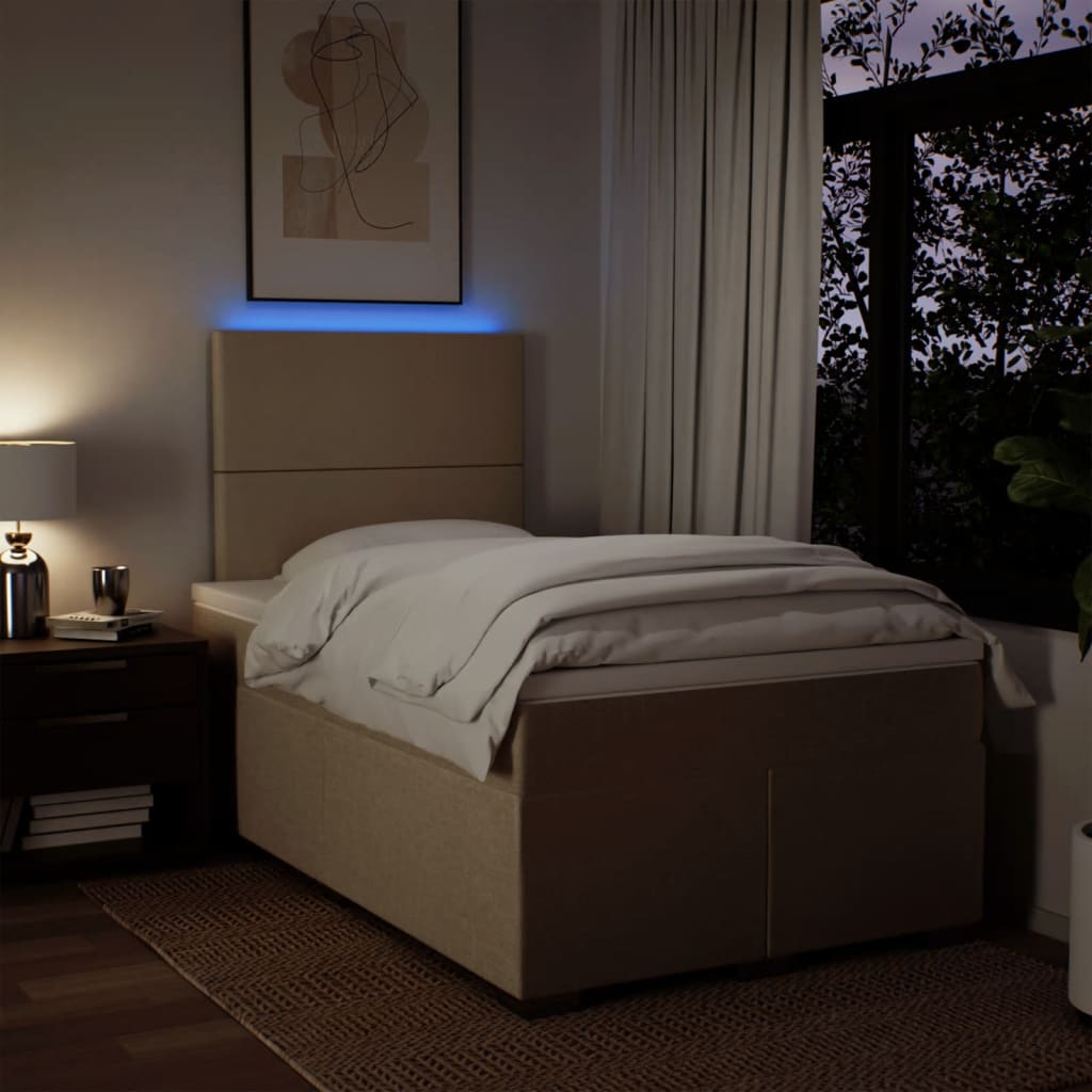 Boxspring met matras stof crèmekleurig 120x190 cm is nu te koop bij PeponiXL, paradijselijk wonen!