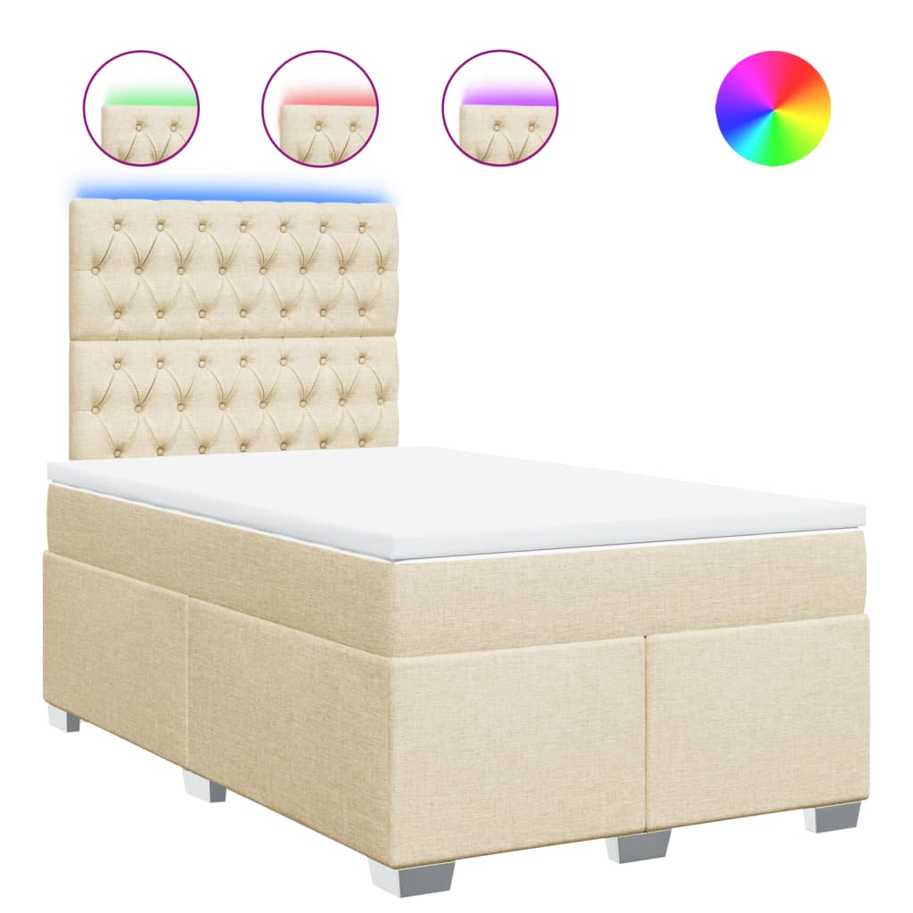 Boxspring met matras stof crèmekleurig 120x190 cm is nu te koop bij PeponiXL, paradijselijk wonen!