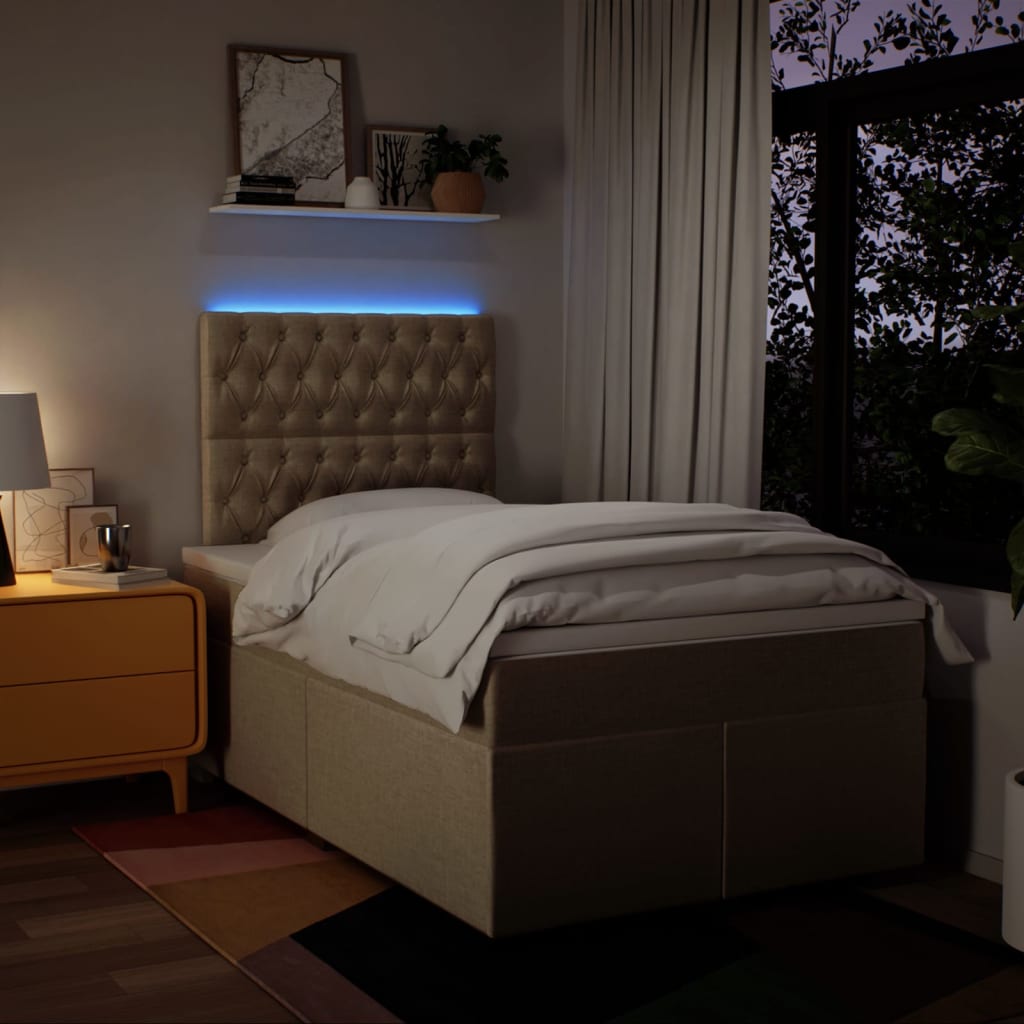 Boxspring met matras stof crèmekleurig 120x190 cm is nu te koop bij PeponiXL, paradijselijk wonen!