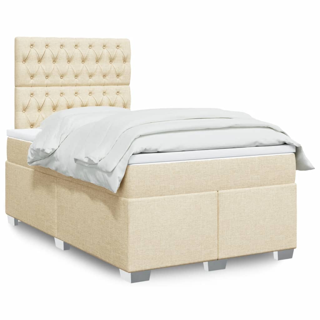 Boxspring met matras stof crèmekleurig 120x190 cm is nu te koop bij PeponiXL, paradijselijk wonen!