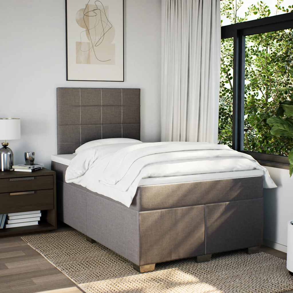 Boxspring met matras stof taupe 120x200 cm is nu te koop bij PeponiXL, paradijselijk wonen!