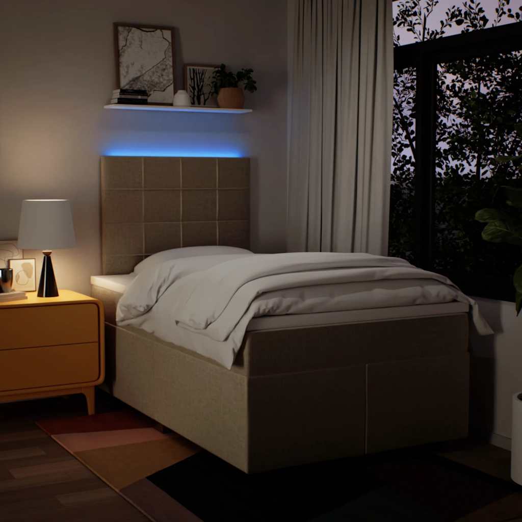 Boxspring met matras stof crèmekleurig 120x200 cm is nu te koop bij PeponiXL, paradijselijk wonen!