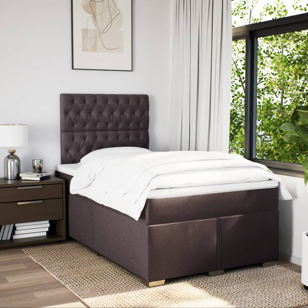 Boxspring met matras stof donkerbruin 120x200 cm is nu te koop bij PeponiXL, paradijselijk wonen!