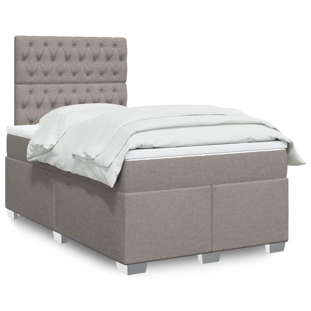 Boxspring met matras stof taupe 120x200 cm is nu te koop bij PeponiXL, paradijselijk wonen!