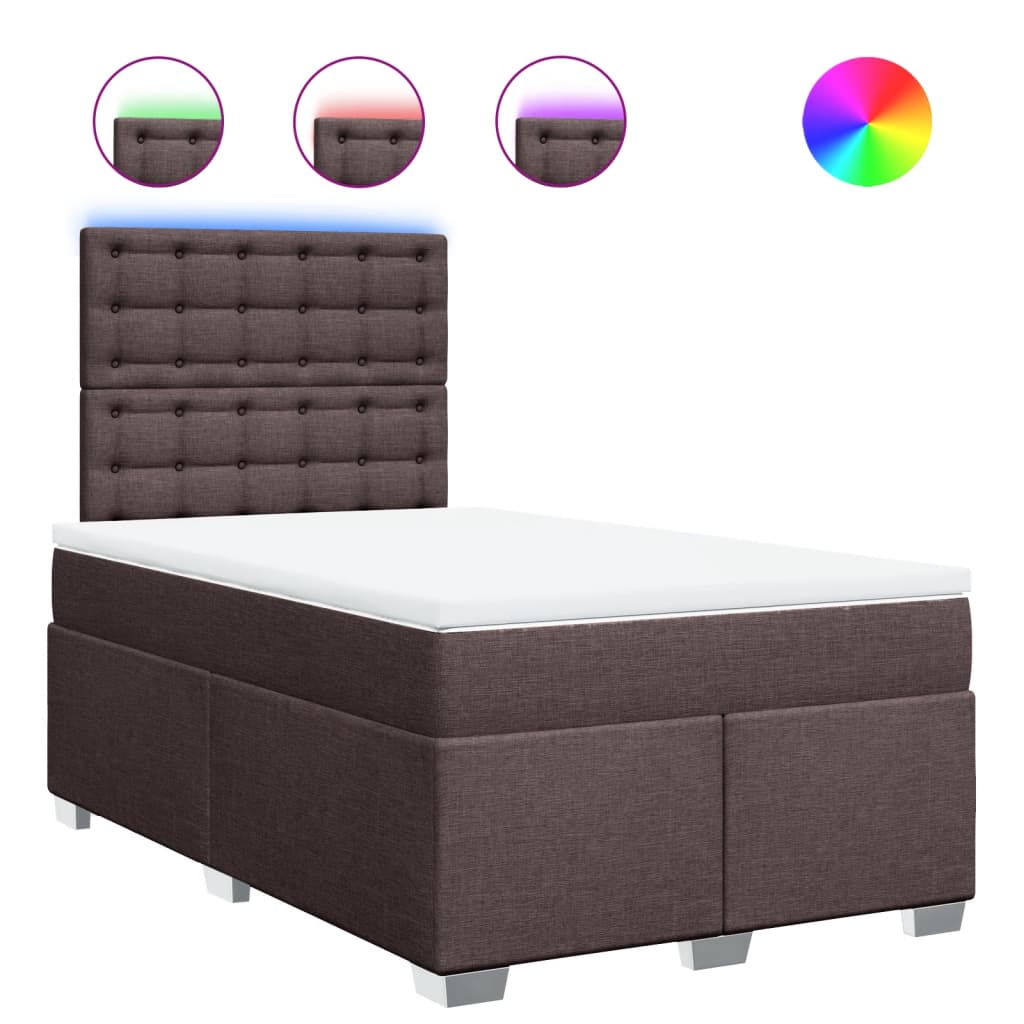 Boxspring met matras stof donkerbruin 120x200 cm is nu te koop bij PeponiXL, paradijselijk wonen!