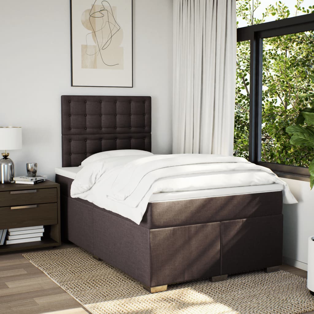 Boxspring met matras stof donkerbruin 120x200 cm is nu te koop bij PeponiXL, paradijselijk wonen!