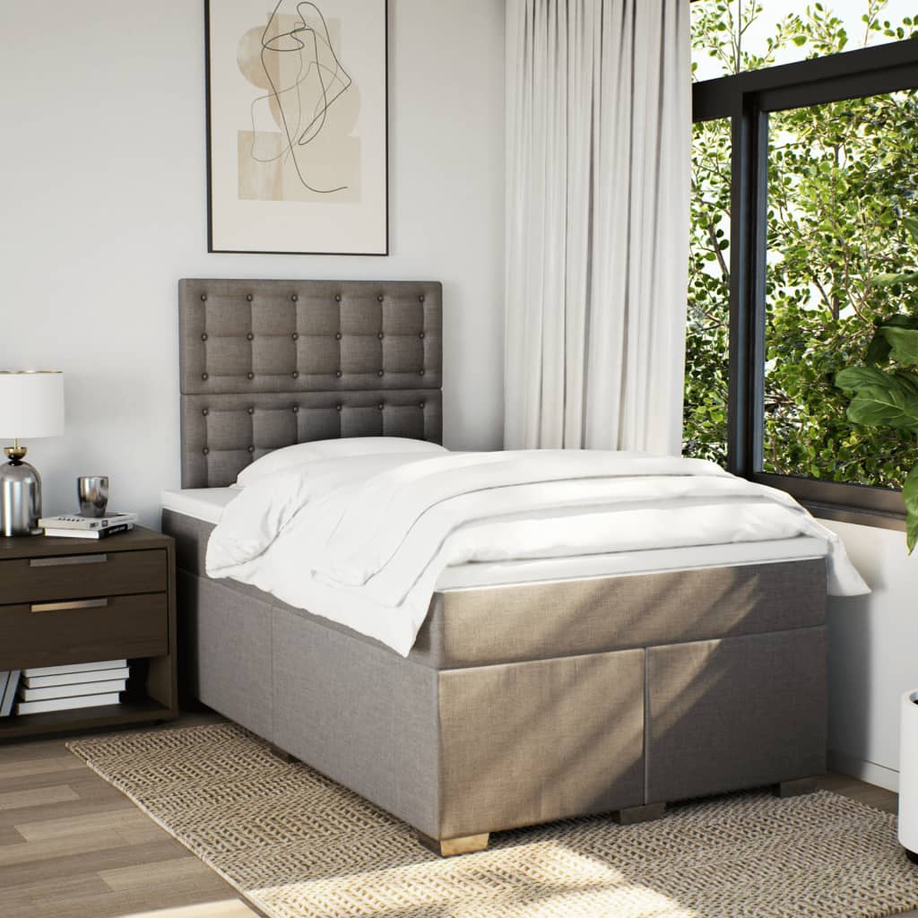 Boxspring met matras stof taupe 120x200 cm is nu te koop bij PeponiXL, paradijselijk wonen!