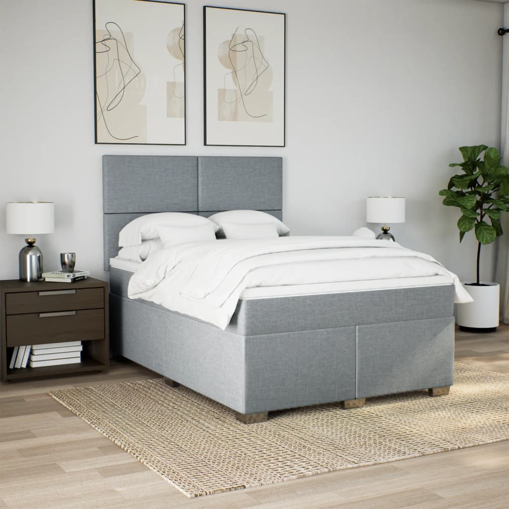 Boxspring met matras stof lichtgrijs 140x190 cm is nu te koop bij PeponiXL, paradijselijk wonen!