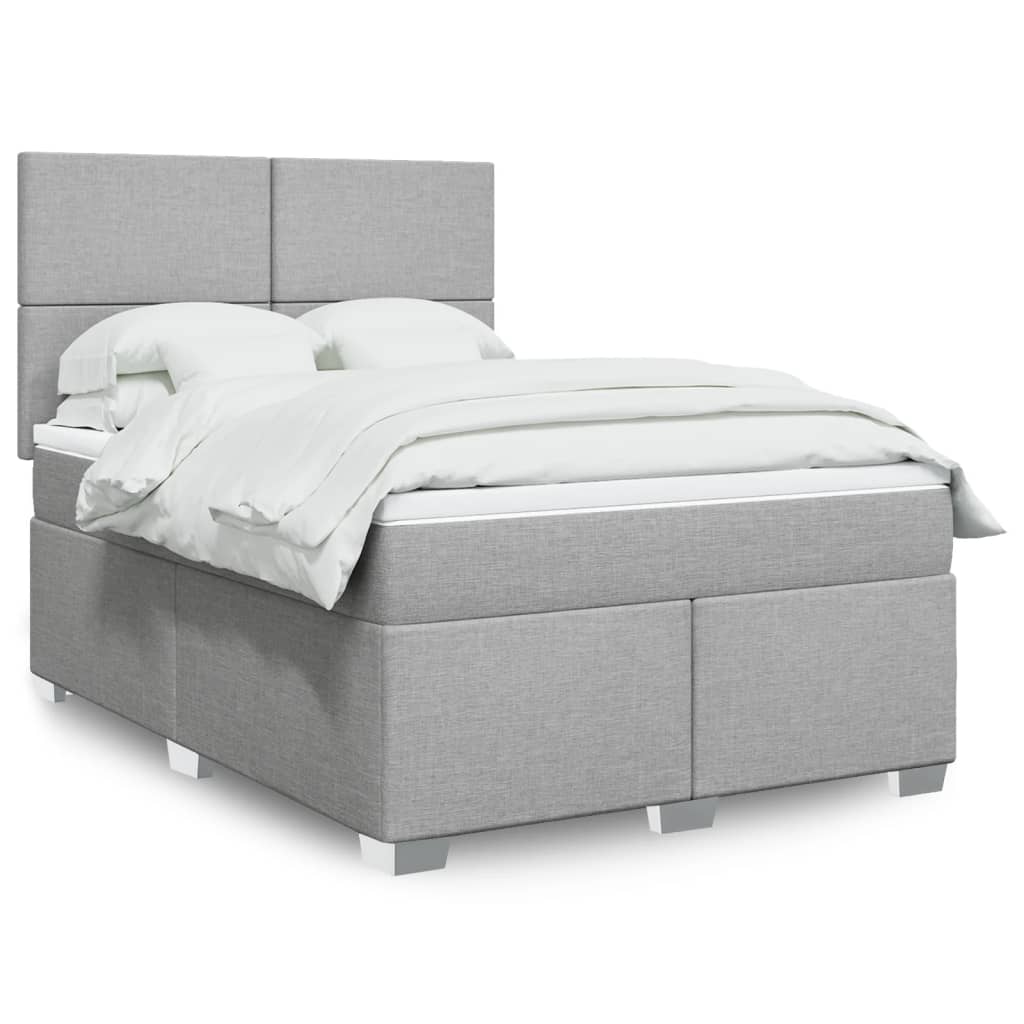 Boxspring met matras stof lichtgrijs 140x190 cm is nu te koop bij PeponiXL, paradijselijk wonen!