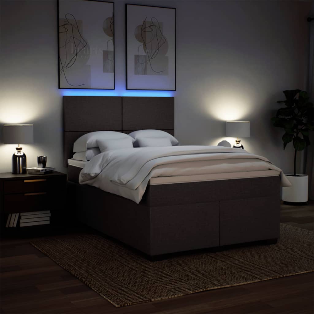 Boxspring met matras stof donkerbruin 140x190 cm is nu te koop bij PeponiXL, paradijselijk wonen!