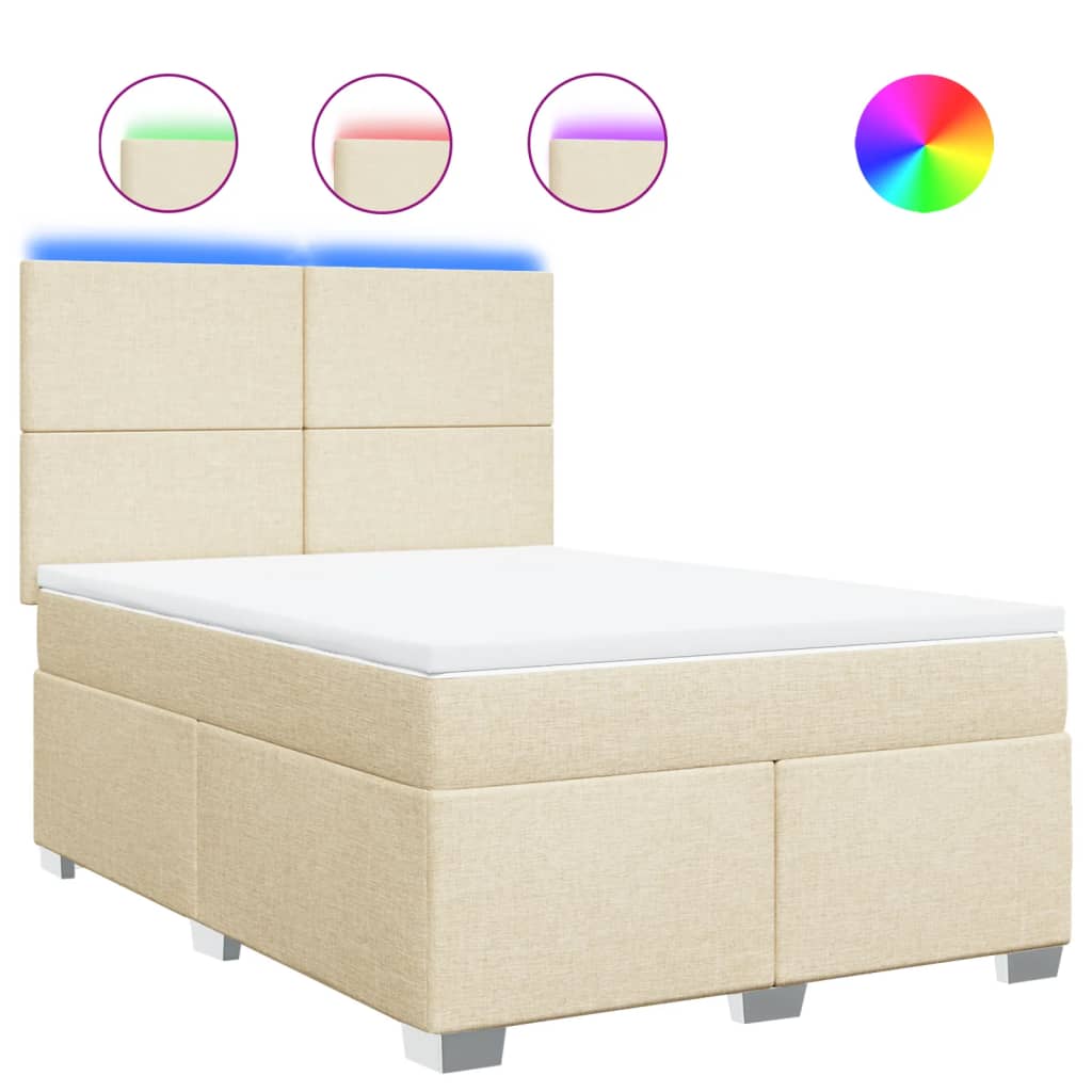 Boxspring met matras stof crèmekleurig 140x190 cm is nu te koop bij PeponiXL, paradijselijk wonen!