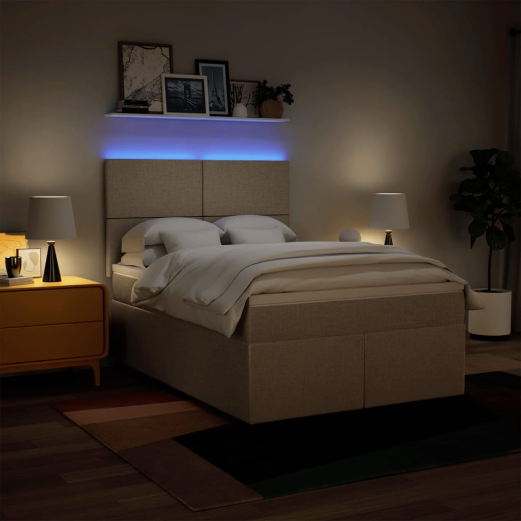Boxspring met matras stof crèmekleurig 140x190 cm is nu te koop bij PeponiXL, paradijselijk wonen!