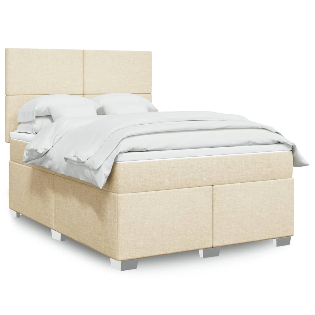 Boxspring met matras stof crèmekleurig 140x190 cm is nu te koop bij PeponiXL, paradijselijk wonen!