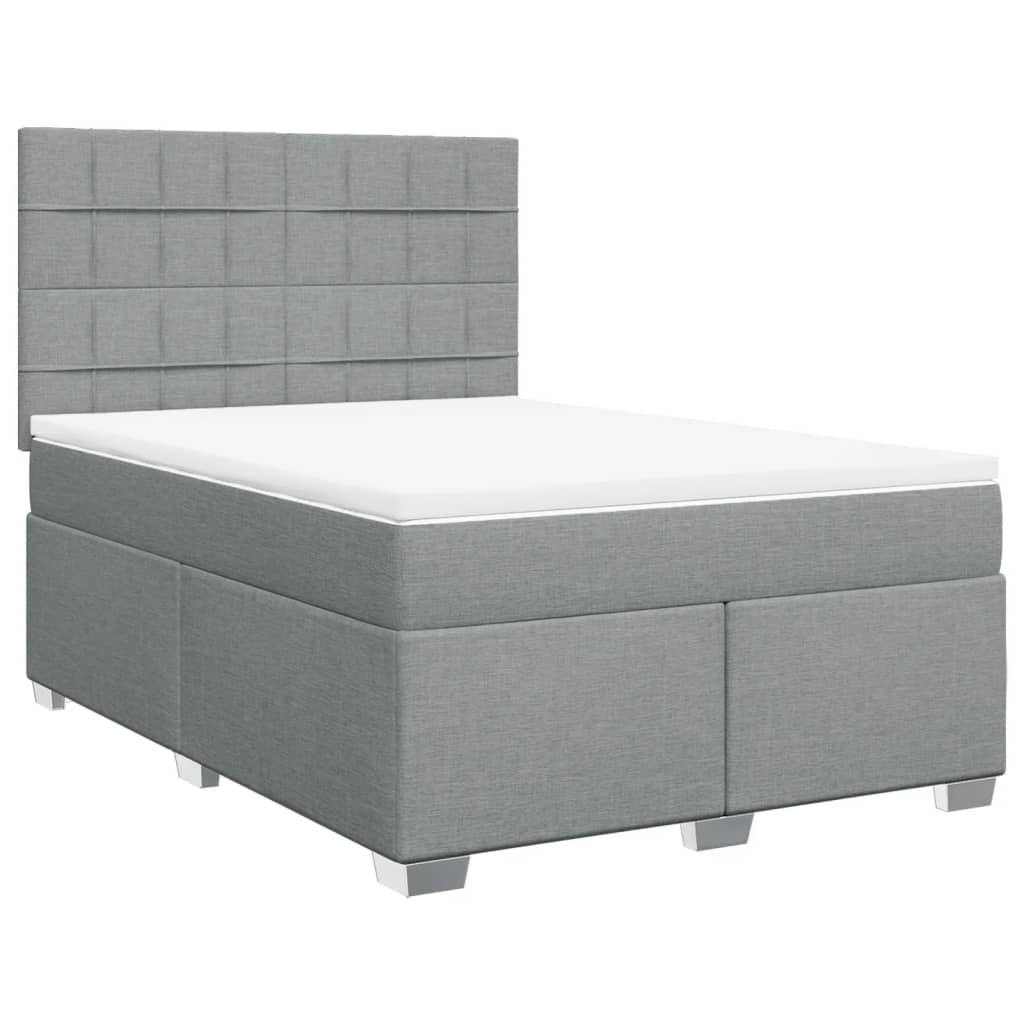 Boxspring met matras stof lichtgrijs 140x190 cm is nu te koop bij PeponiXL, paradijselijk wonen!