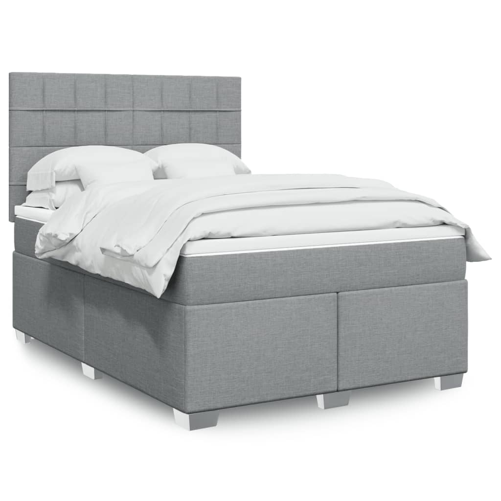 Boxspring met matras stof lichtgrijs 140x190 cm is nu te koop bij PeponiXL, paradijselijk wonen!