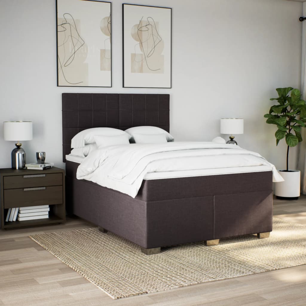 Boxspring met matras stof donkerbruin 140x190 cm is nu te koop bij PeponiXL, paradijselijk wonen!