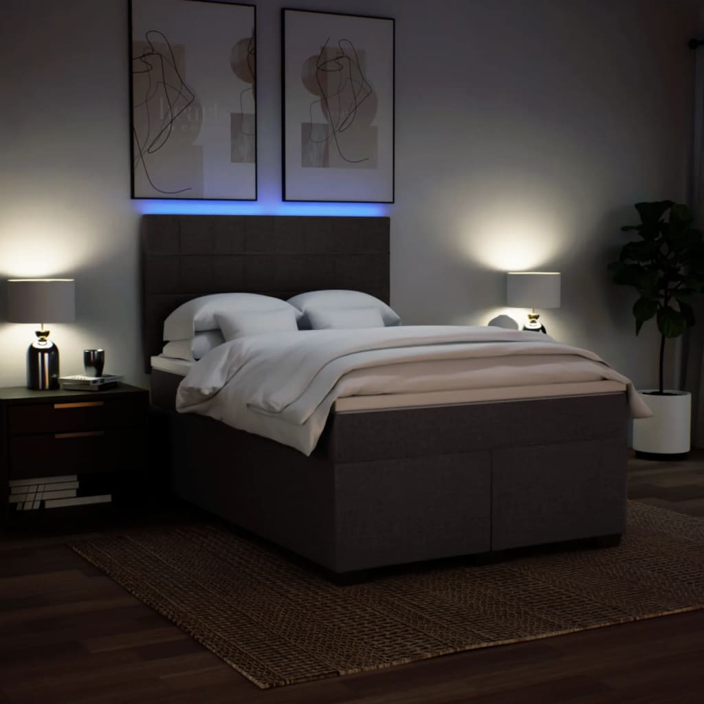 Boxspring met matras stof donkerbruin 140x190 cm is nu te koop bij PeponiXL, paradijselijk wonen!