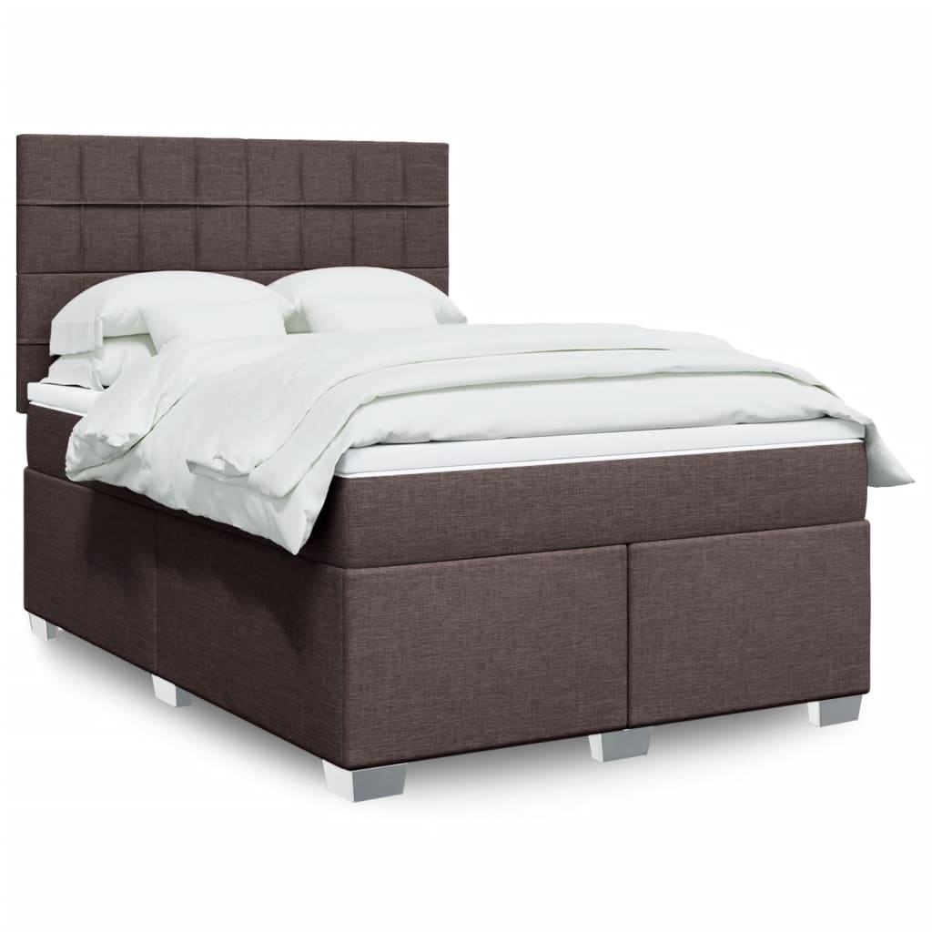 Boxspring met matras stof donkerbruin 140x190 cm is nu te koop bij PeponiXL, paradijselijk wonen!