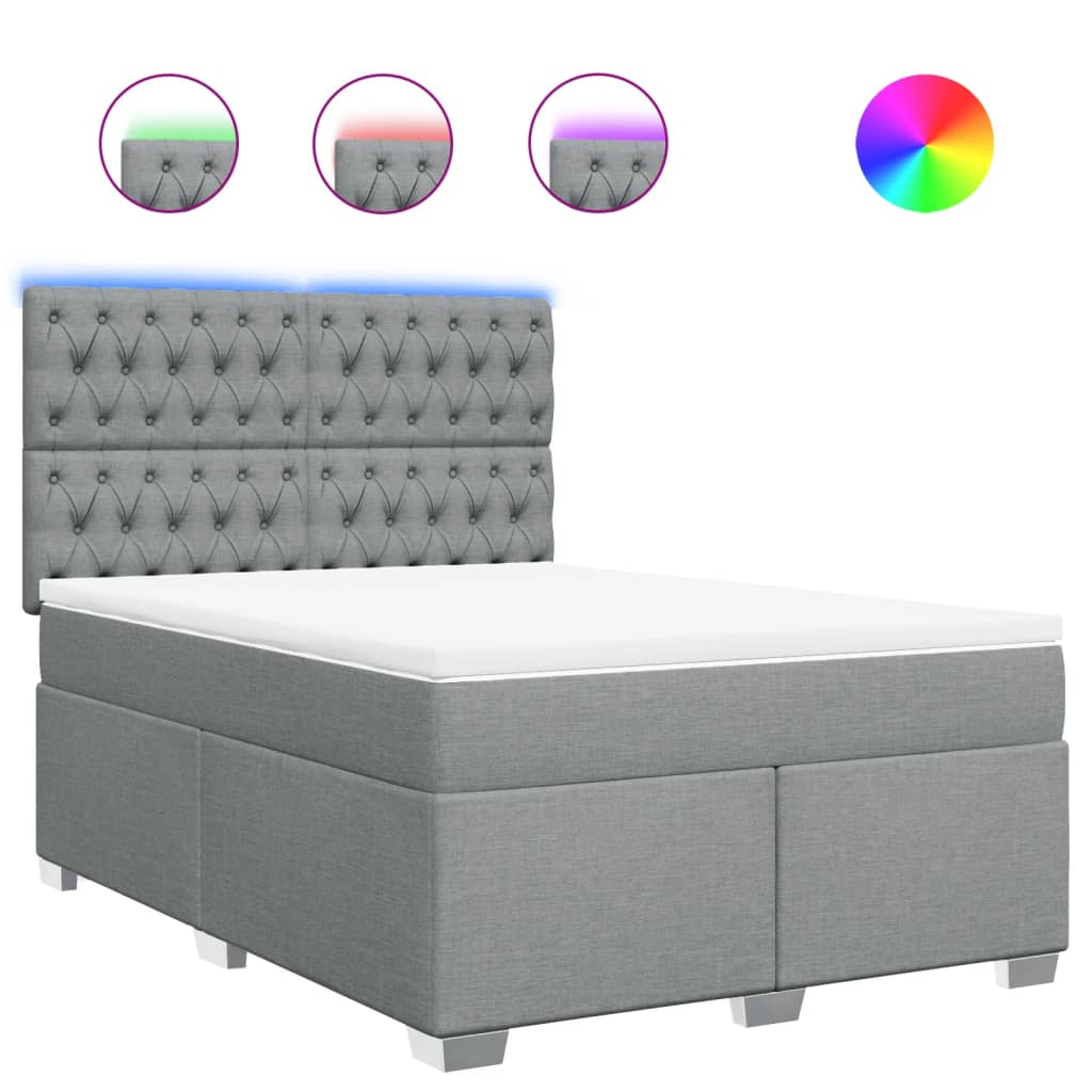 Boxspring met matras stof lichtgrijs 140x190 cm is nu te koop bij PeponiXL, paradijselijk wonen!