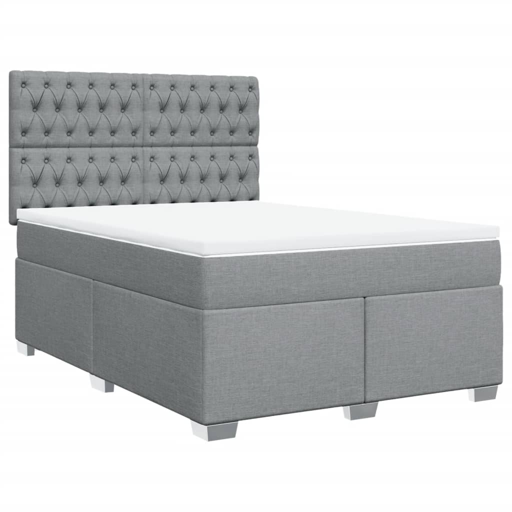 Boxspring met matras stof lichtgrijs 140x190 cm is nu te koop bij PeponiXL, paradijselijk wonen!