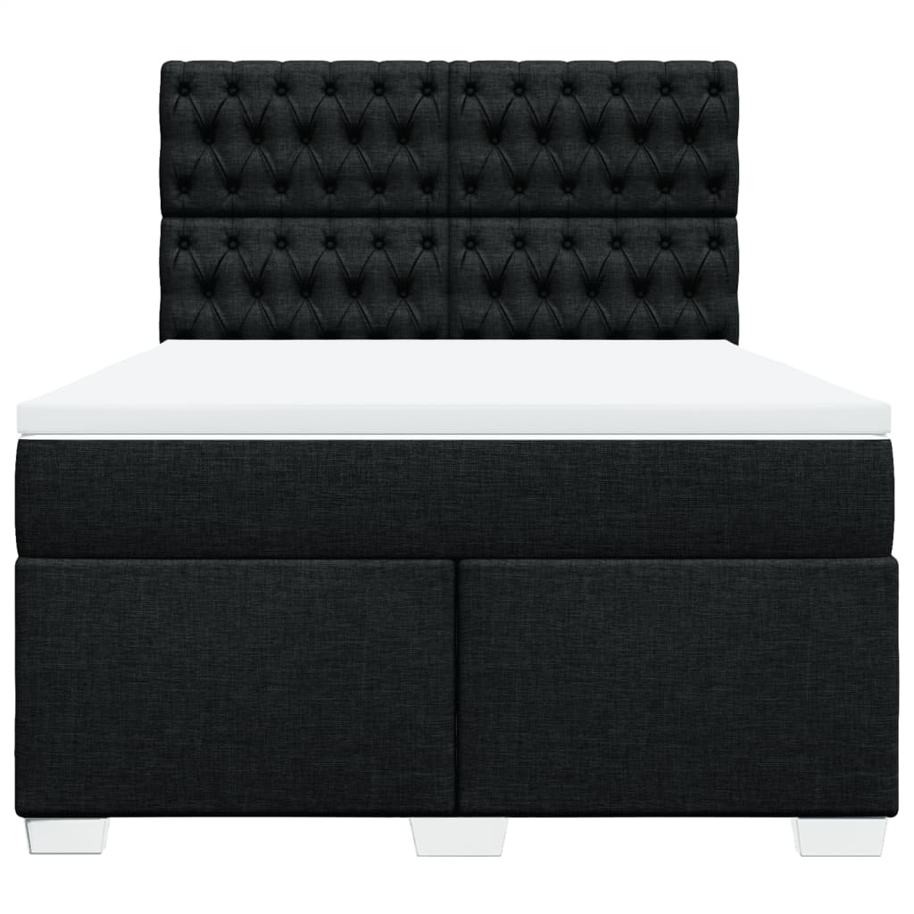 Boxspring met matras stof zwart 140x190 cm is nu te koop bij PeponiXL, paradijselijk wonen!
