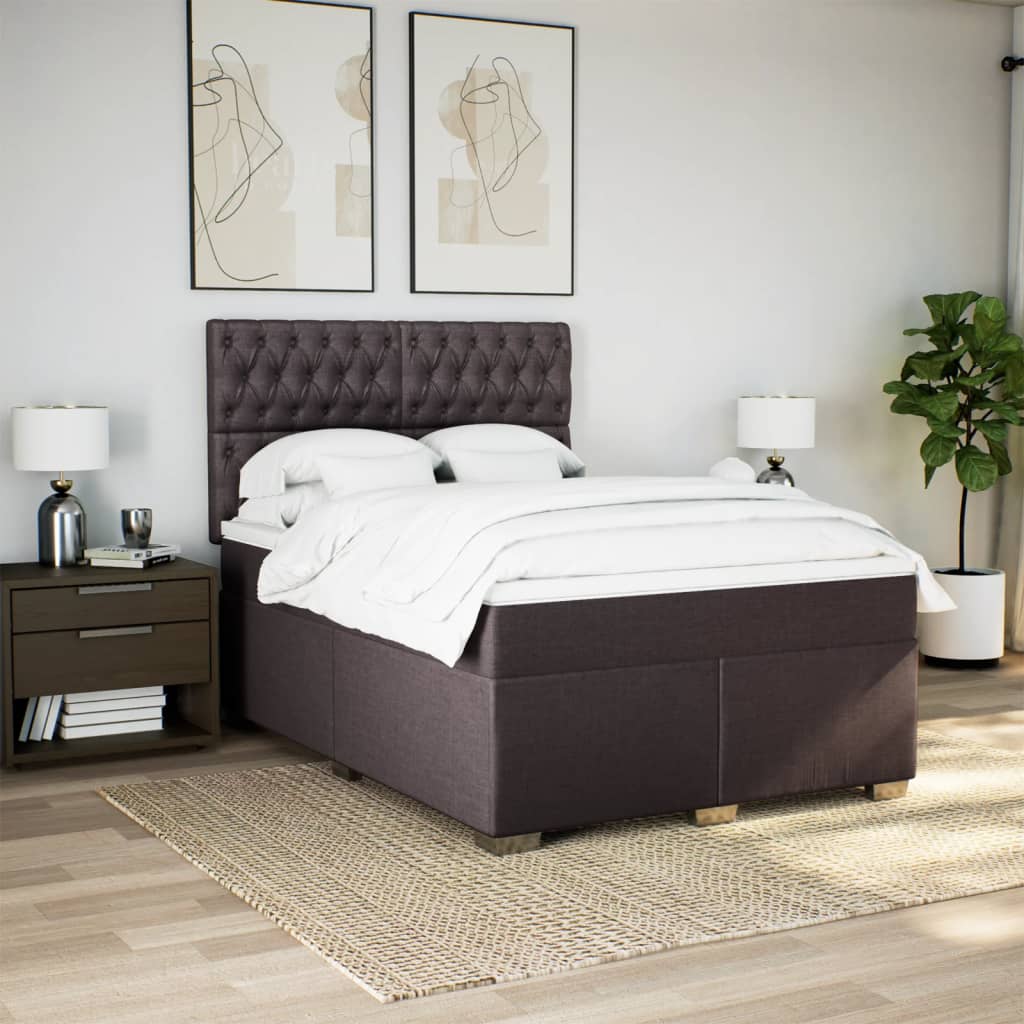 Boxspring met matras stof donkerbruin 140x190 cm is nu te koop bij PeponiXL, paradijselijk wonen!