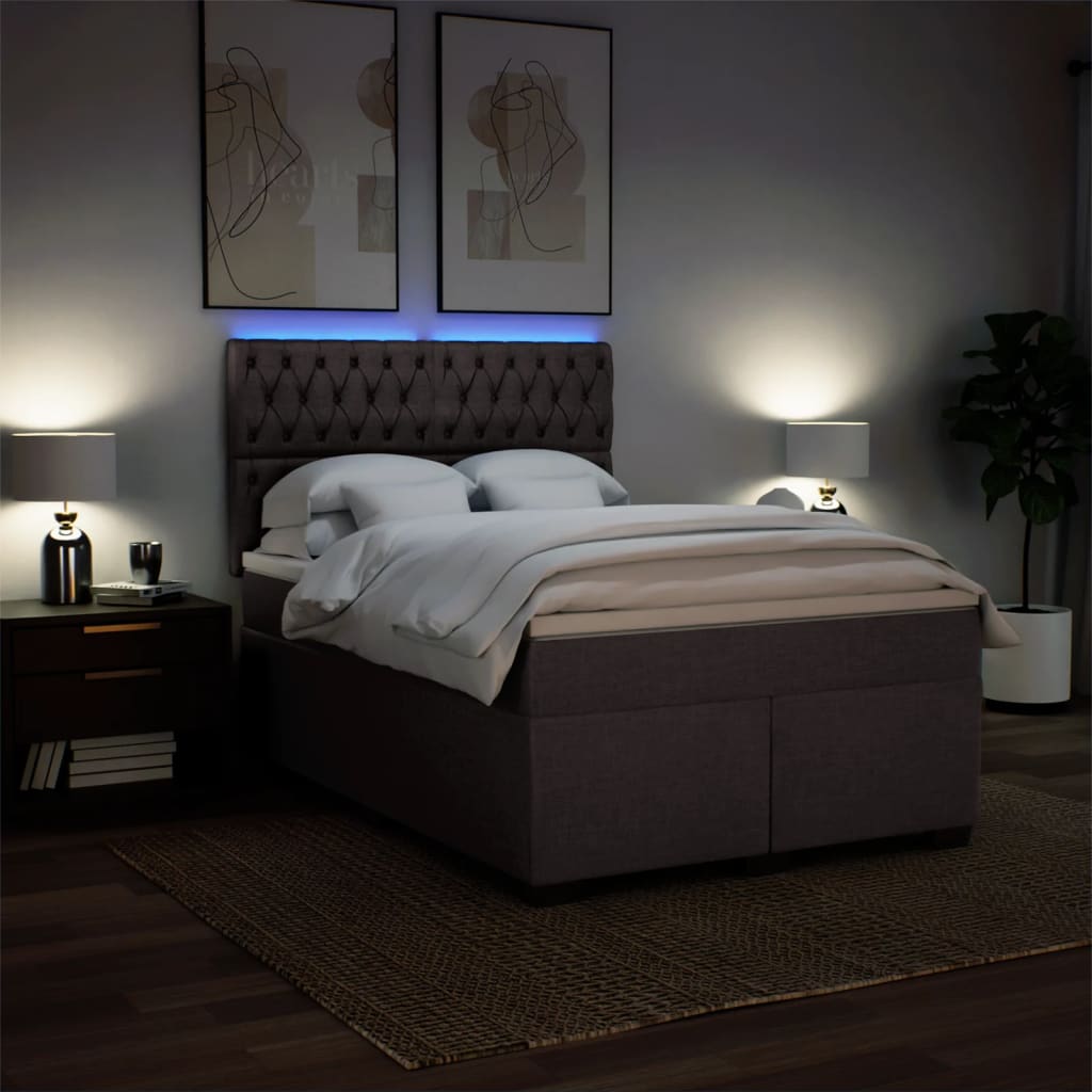 Boxspring met matras stof donkerbruin 140x190 cm is nu te koop bij PeponiXL, paradijselijk wonen!