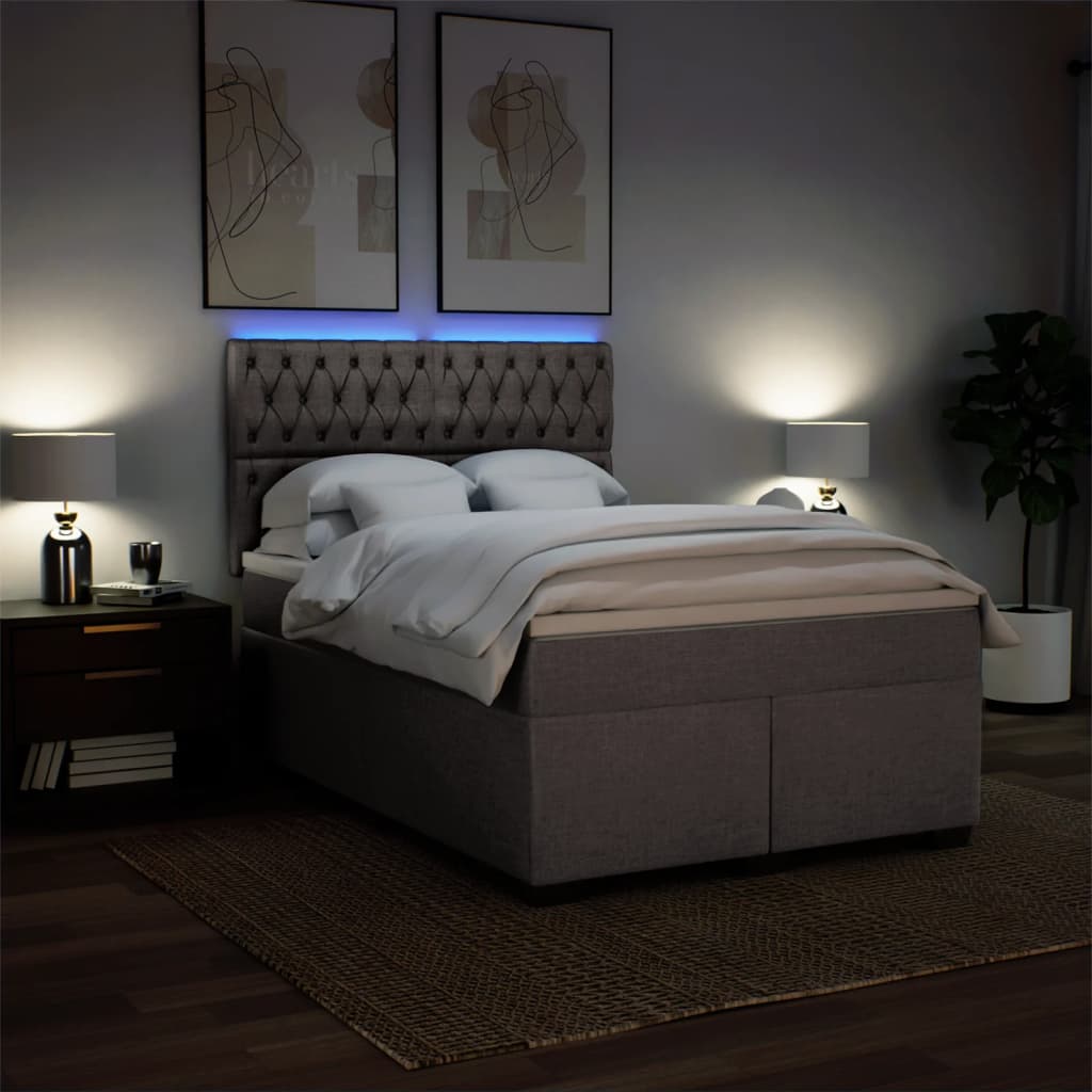 Boxspring met matras stof taupe 140x190 cm is nu te koop bij PeponiXL, paradijselijk wonen!
