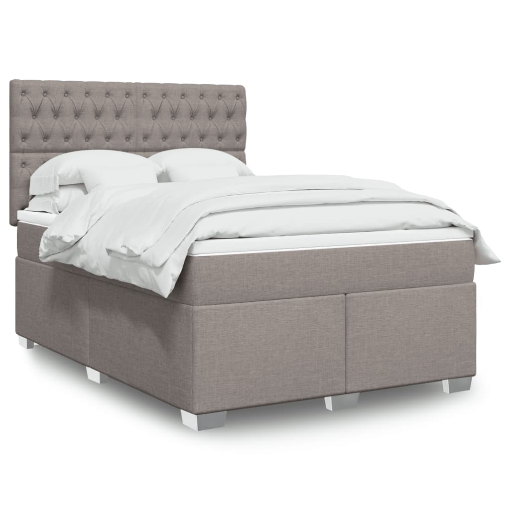 Boxspring met matras stof taupe 140x190 cm is nu te koop bij PeponiXL, paradijselijk wonen!