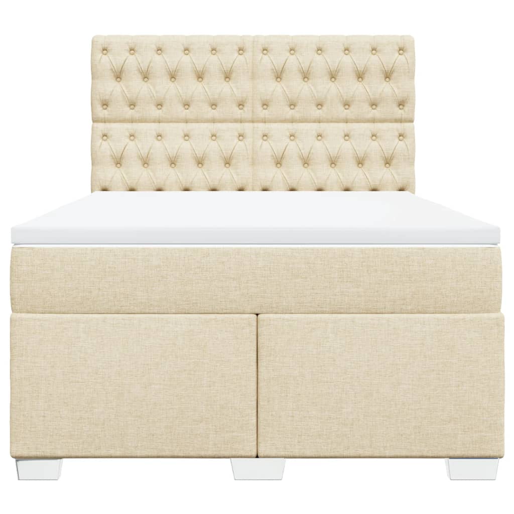 Boxspring met matras stof crèmekleurig 140x190 cm is nu te koop bij PeponiXL, paradijselijk wonen!