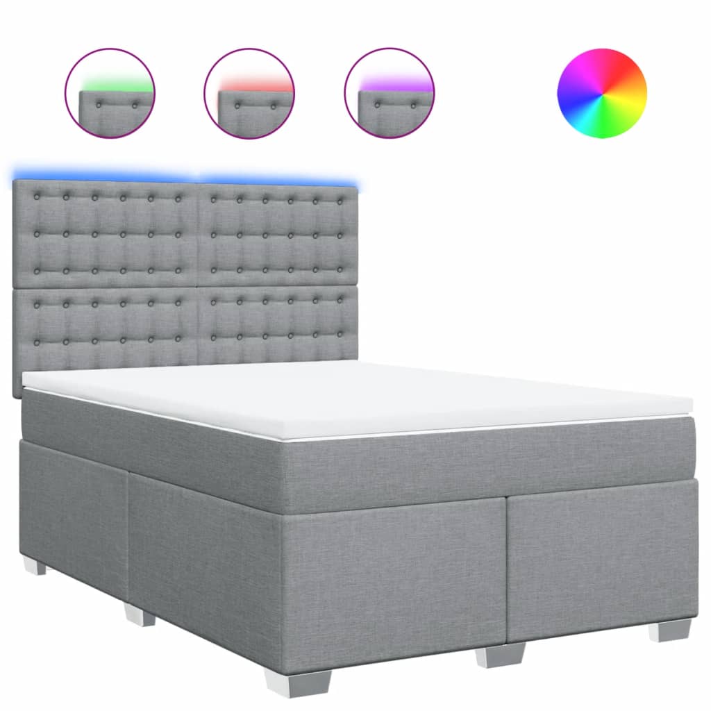 Boxspring met matras stof lichtgrijs 140x190 cm is nu te koop bij PeponiXL, paradijselijk wonen!