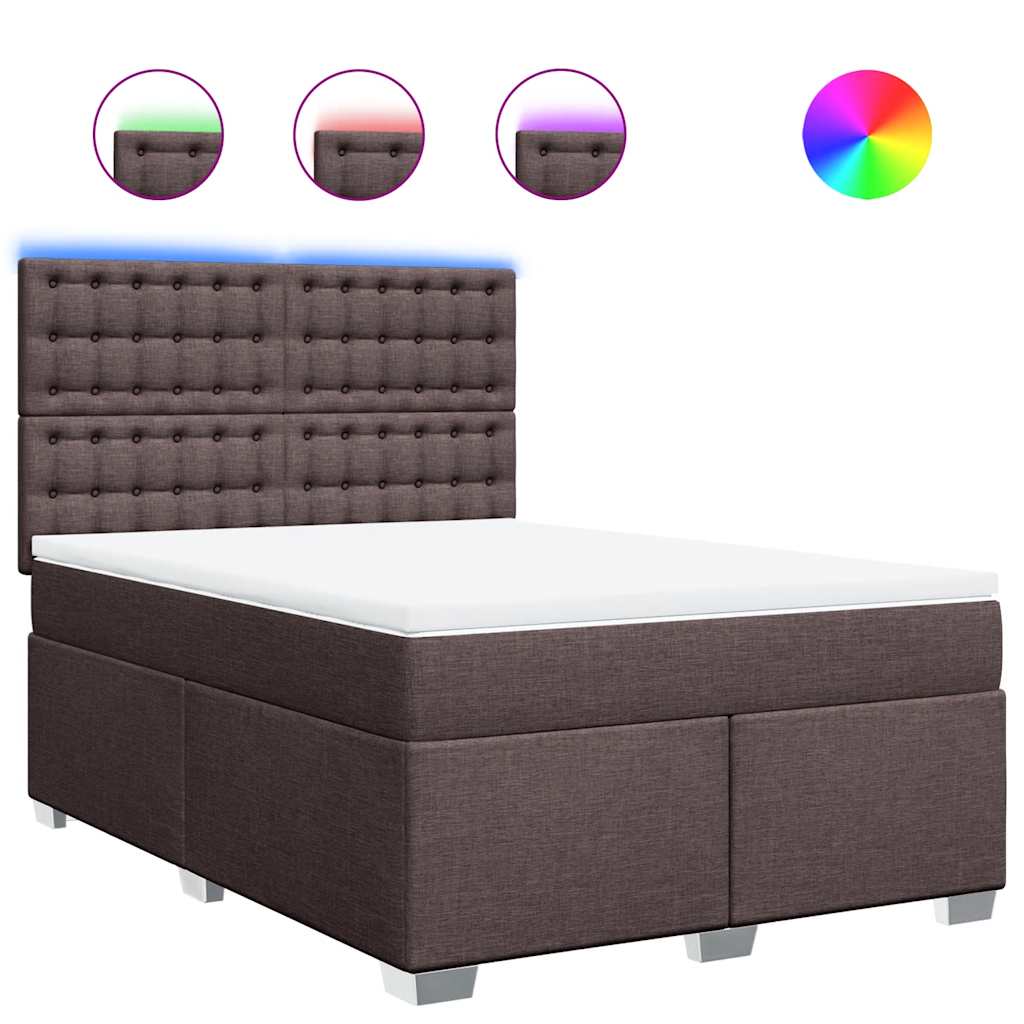 Boxspring met matras stof donkerbruin 140x190 cm is nu te koop bij PeponiXL, paradijselijk wonen!