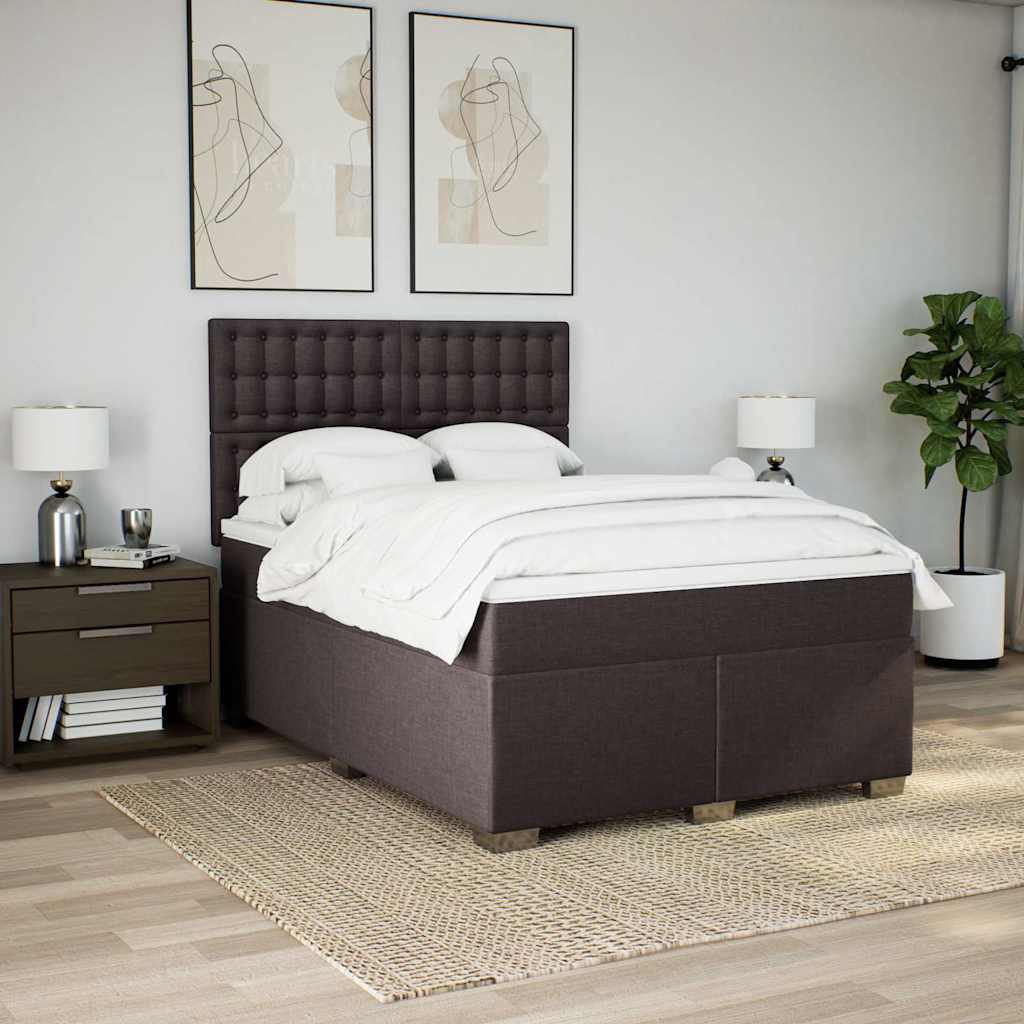 Boxspring met matras stof donkerbruin 140x190 cm is nu te koop bij PeponiXL, paradijselijk wonen!