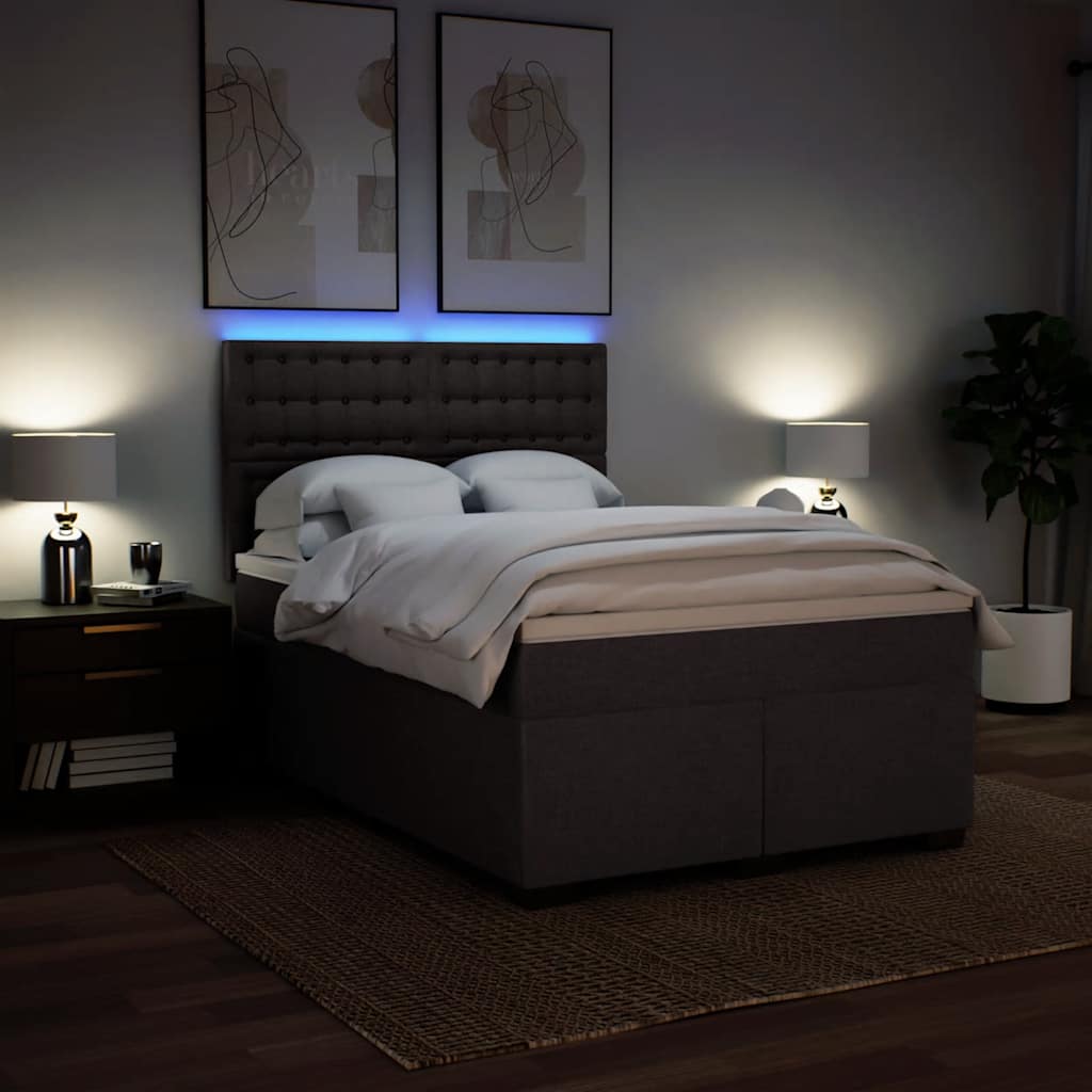 Boxspring met matras stof donkerbruin 140x190 cm is nu te koop bij PeponiXL, paradijselijk wonen!