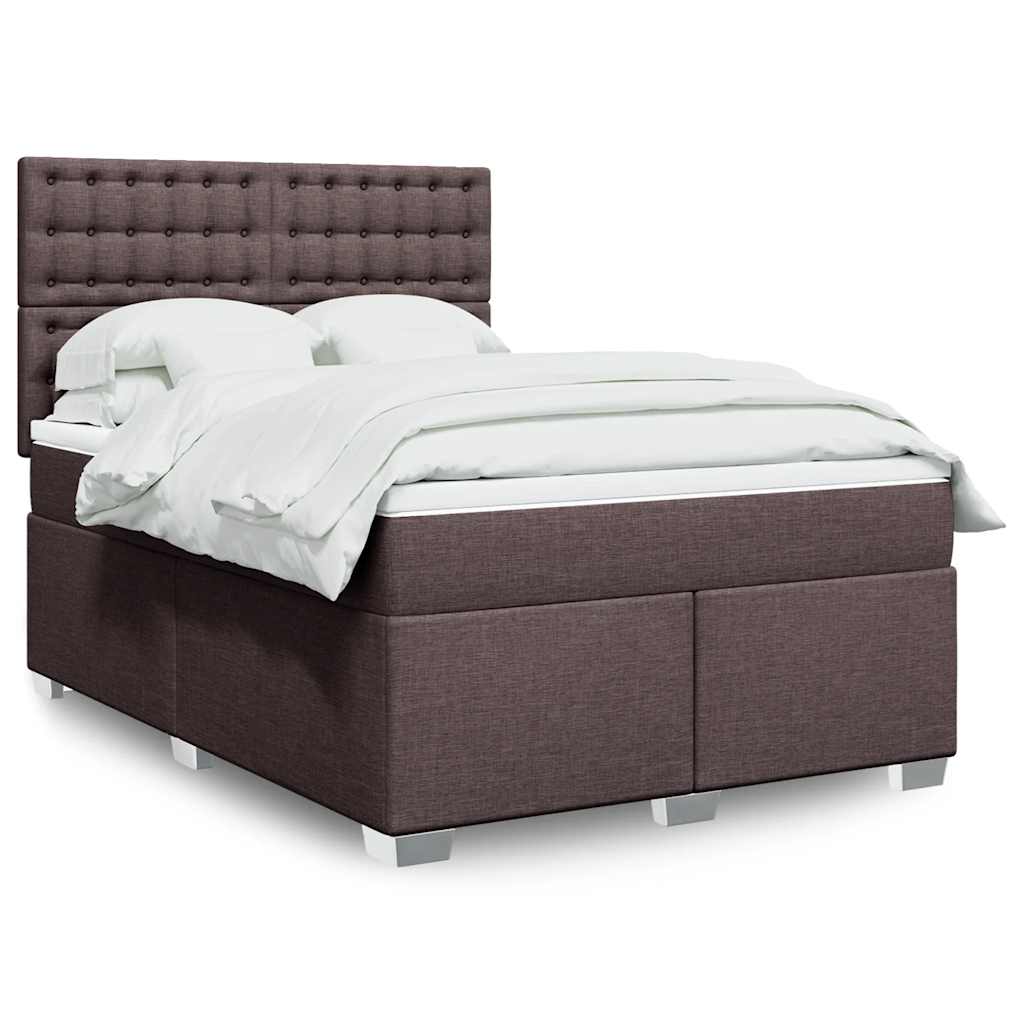 Boxspring met matras stof donkerbruin 140x190 cm is nu te koop bij PeponiXL, paradijselijk wonen!