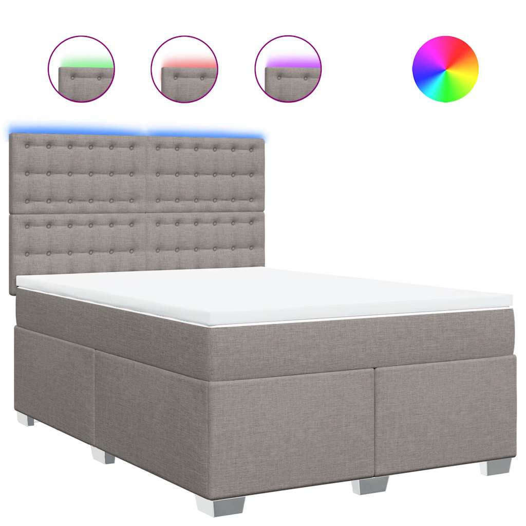 Boxspring met matras stof taupe 140x190 cm is nu te koop bij PeponiXL, paradijselijk wonen!