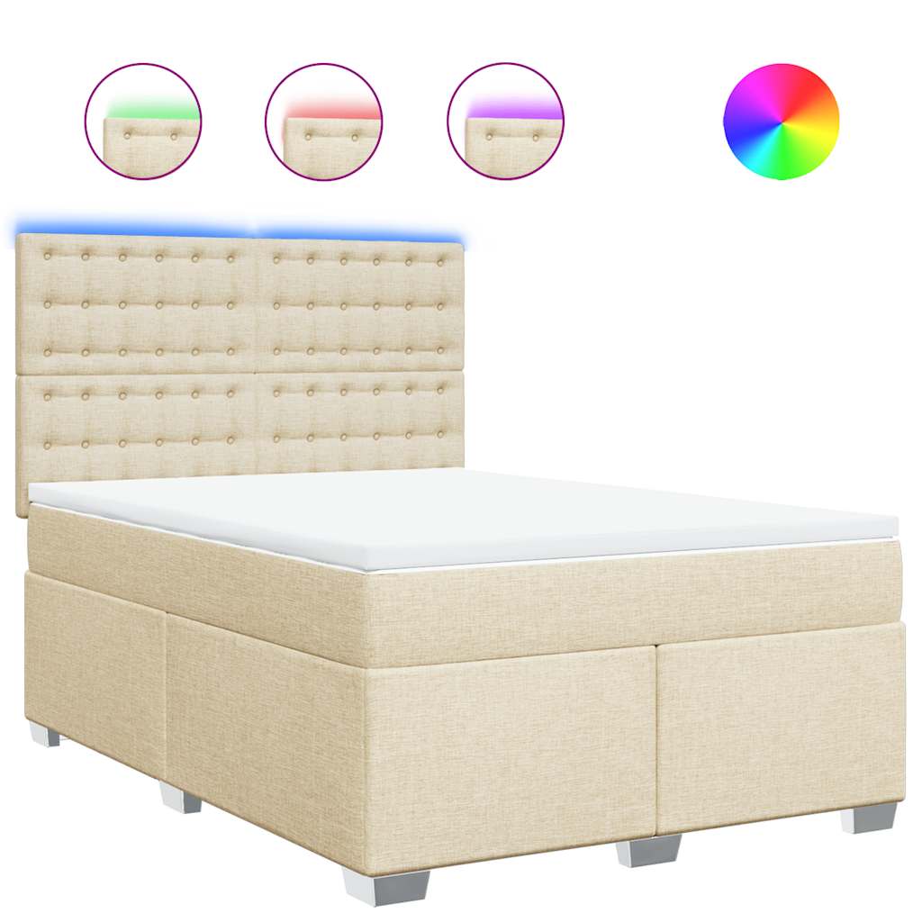 Boxspring met matras stof crèmekleurig 140x190 cm is nu te koop bij PeponiXL, paradijselijk wonen!
