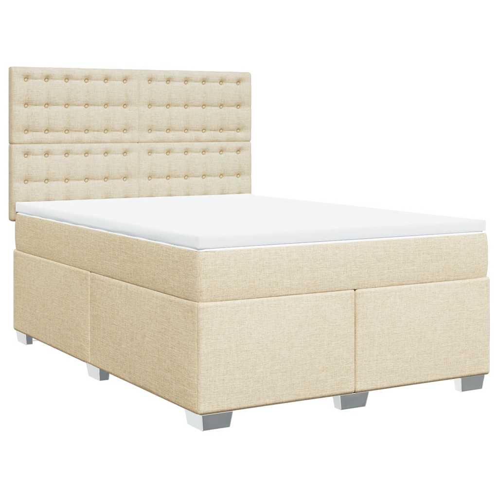 Boxspring met matras stof crèmekleurig 140x190 cm is nu te koop bij PeponiXL, paradijselijk wonen!