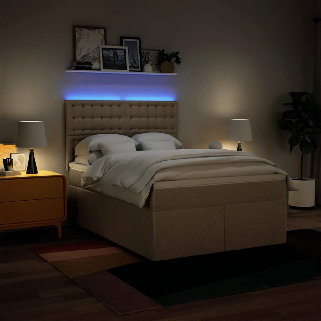 Boxspring met matras stof crèmekleurig 140x190 cm is nu te koop bij PeponiXL, paradijselijk wonen!
