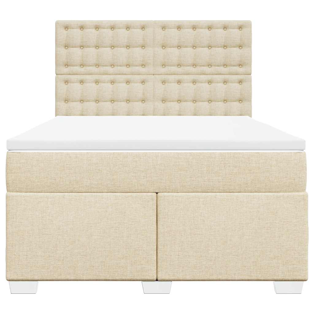 Boxspring met matras stof crèmekleurig 140x190 cm is nu te koop bij PeponiXL, paradijselijk wonen!