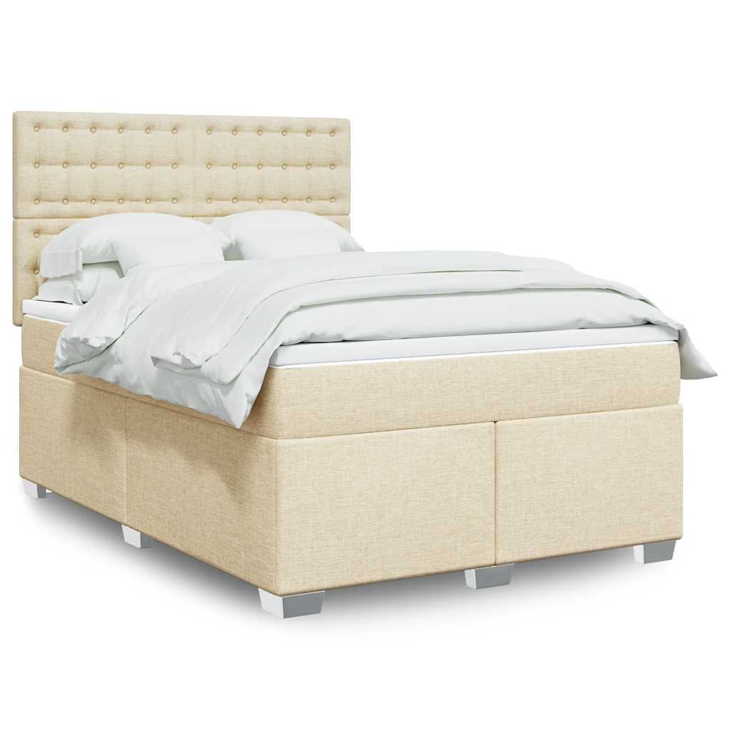 Boxspring met matras stof crèmekleurig 140x190 cm is nu te koop bij PeponiXL, paradijselijk wonen!