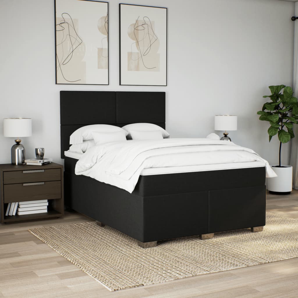 Boxspring met matras stof zwart 140x200 cm is nu te koop bij PeponiXL, paradijselijk wonen!