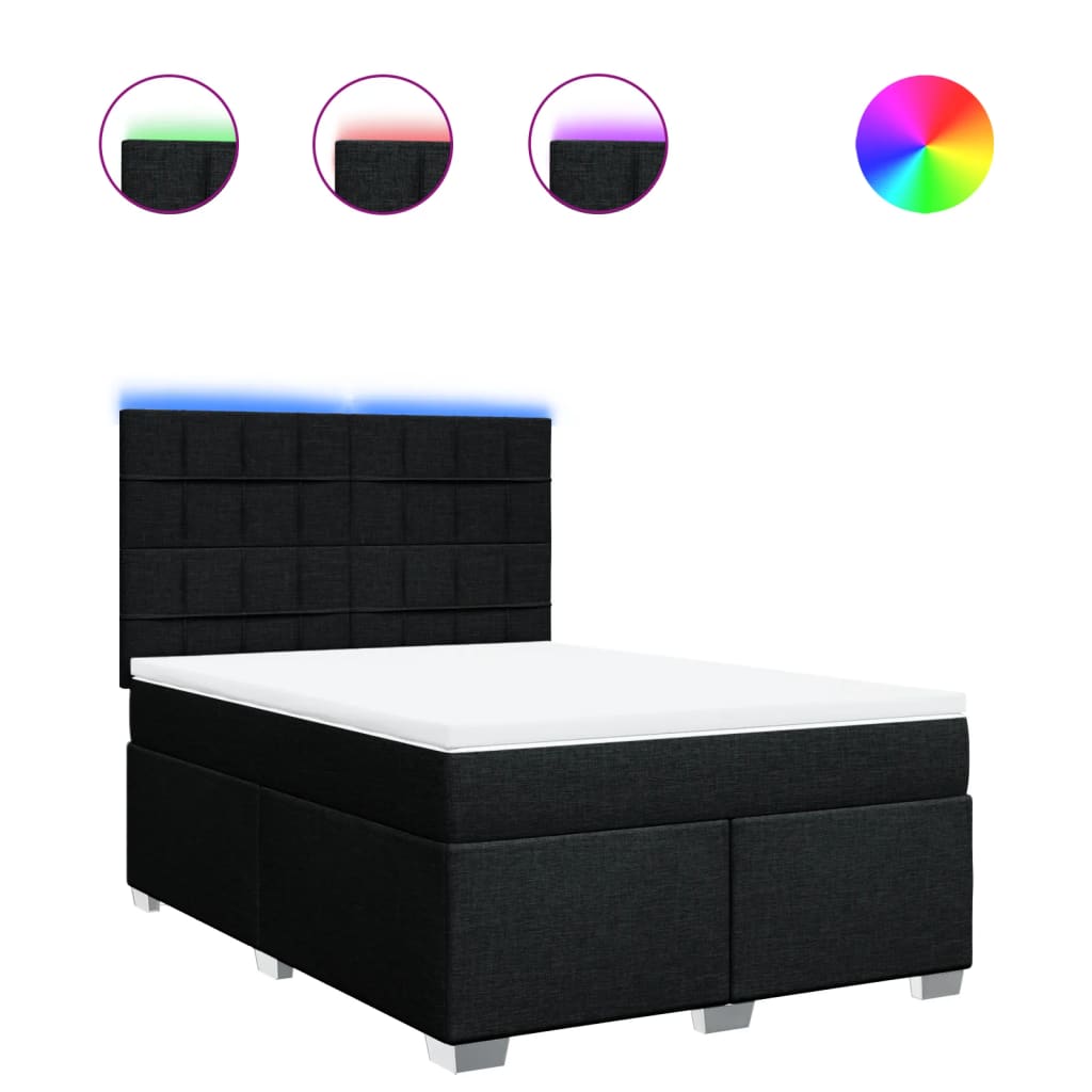 Boxspring met matras stof zwart 140x200 cm is nu te koop bij PeponiXL, paradijselijk wonen!