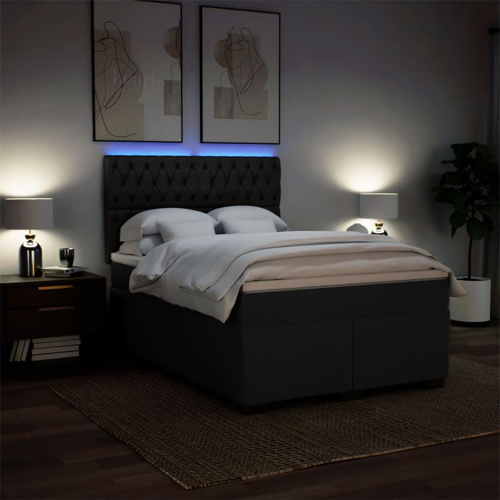 Boxspring met matras stof zwart 140x200 cm is nu te koop bij PeponiXL, paradijselijk wonen!