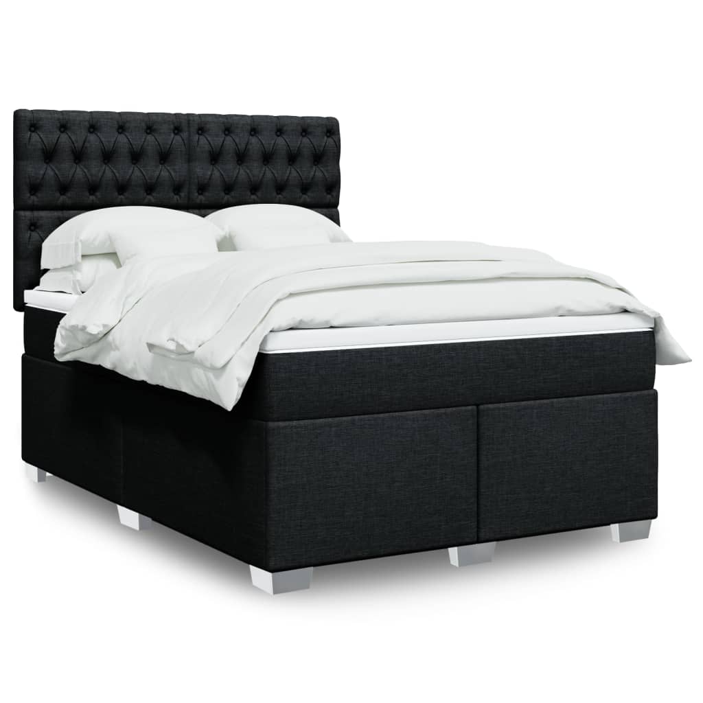 Boxspring met matras stof zwart 140x200 cm is nu te koop bij PeponiXL, paradijselijk wonen!