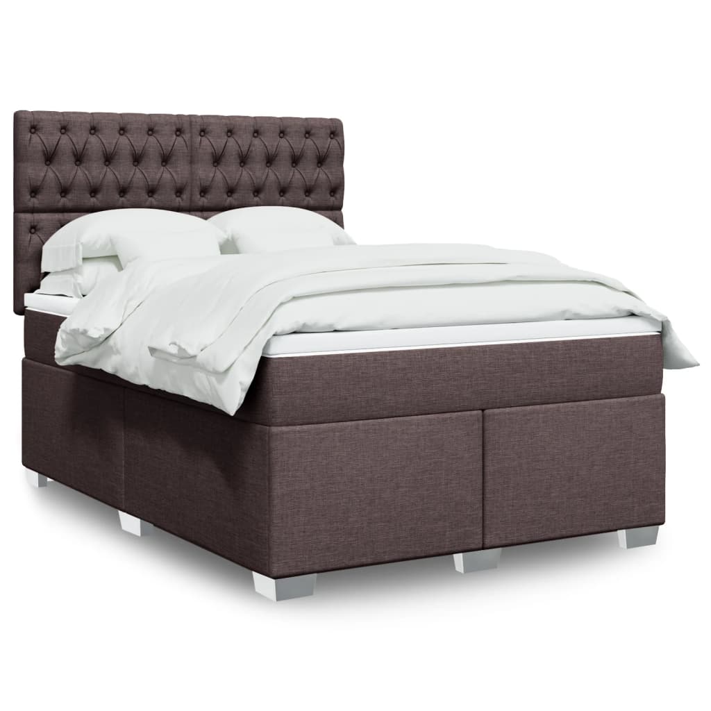 Boxspring met matras stof donkerbruin 140x200 cm is nu te koop bij PeponiXL, paradijselijk wonen!