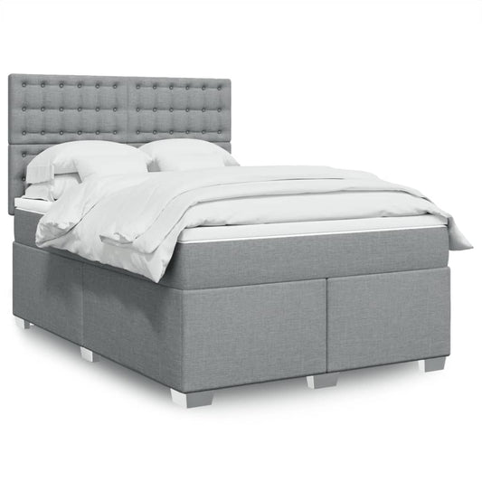 Boxspring met matras stof lichtgrijs 140x200 cm is nu te koop bij PeponiXL, paradijselijk wonen!