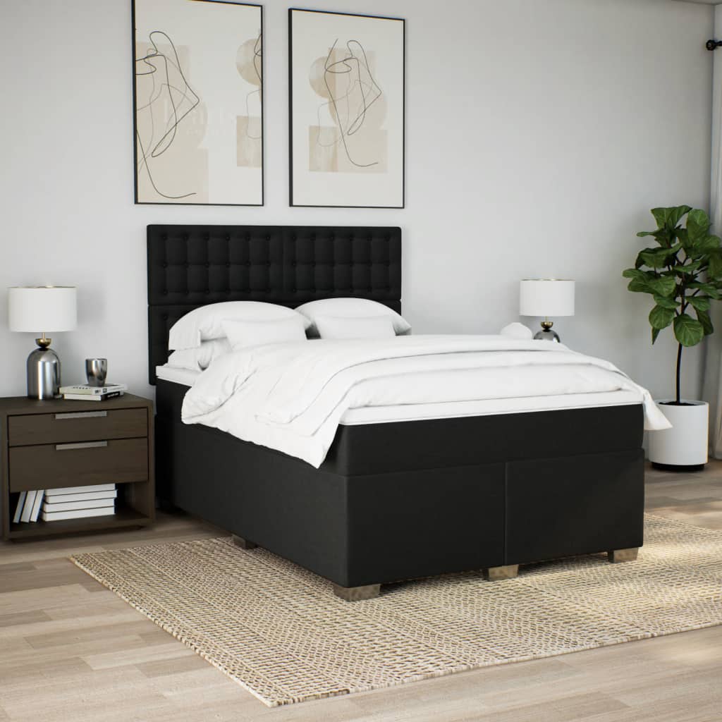 Boxspring met matras stof zwart 140x200 cm is nu te koop bij PeponiXL, paradijselijk wonen!